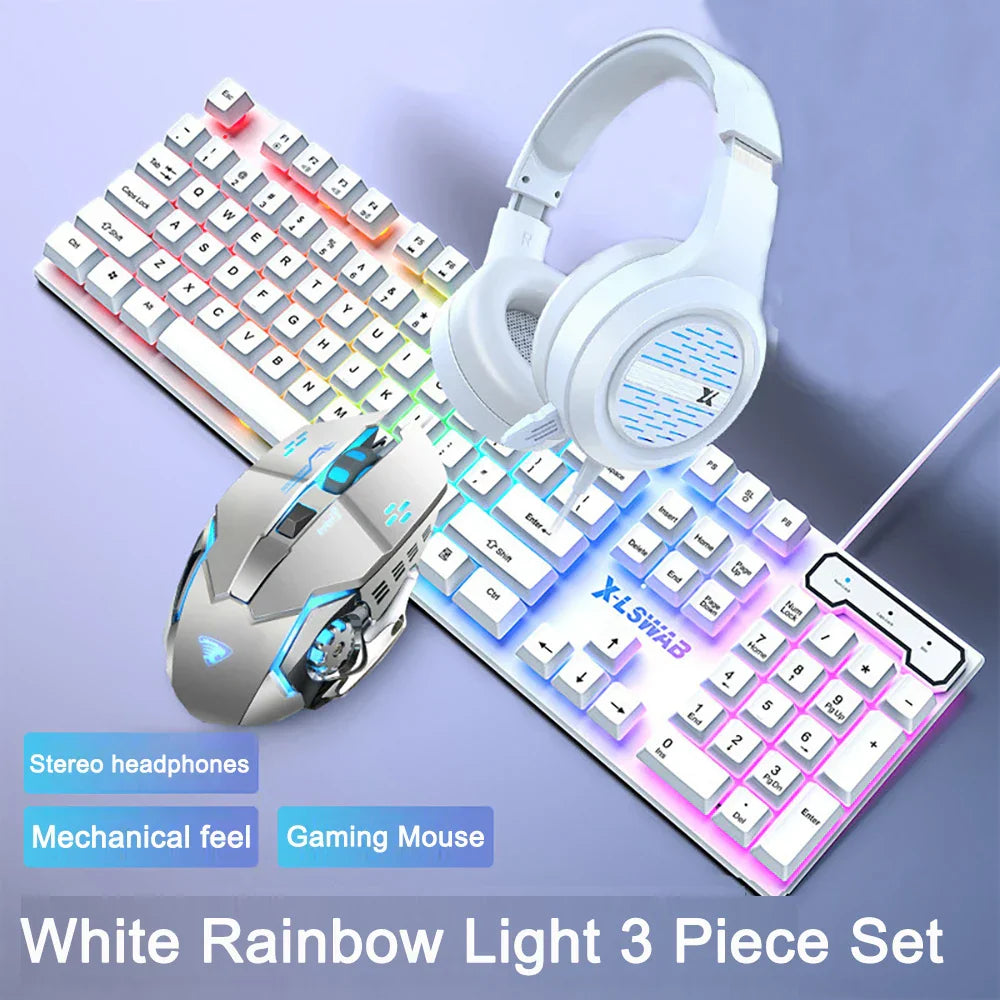 3-piece Set Gaming Keyboard Mouse Headphone Set Wired