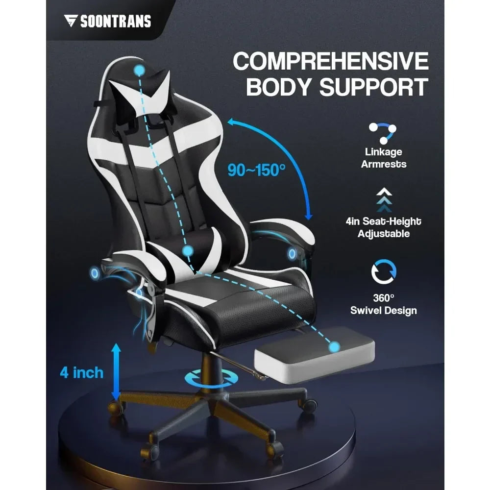 Reclining Chair Office (Polar White) Ergonomic Gamer Chair