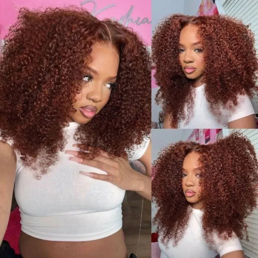 Reddish Brown Jerry Curly 13x4 Lace Front Wig