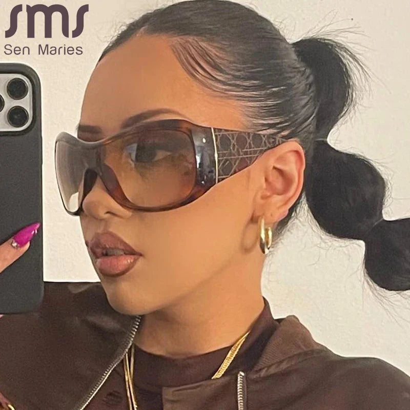 Luxury Brand Designer One-piece Sunglasses Goggle New Trendy