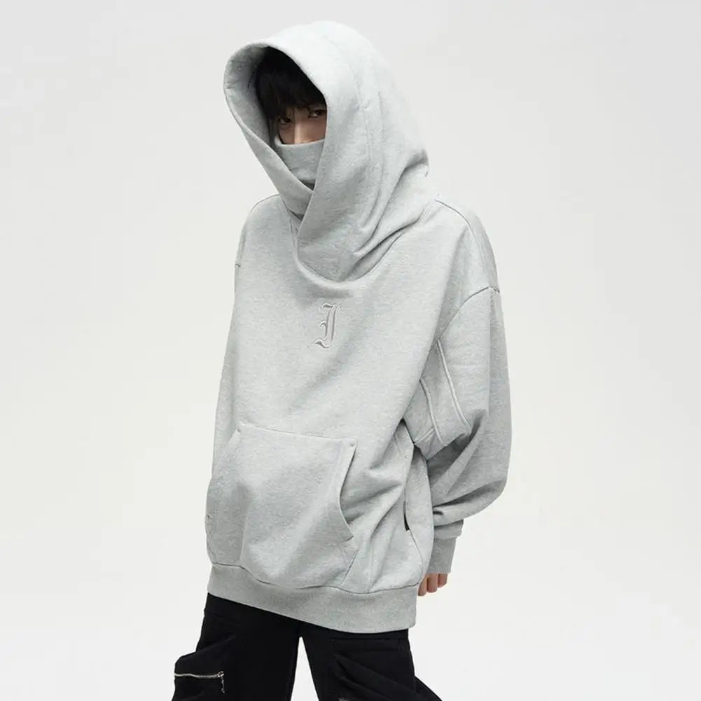 Solid Color Men Sweatshirt Japanese Harajuku Urban Streetwear