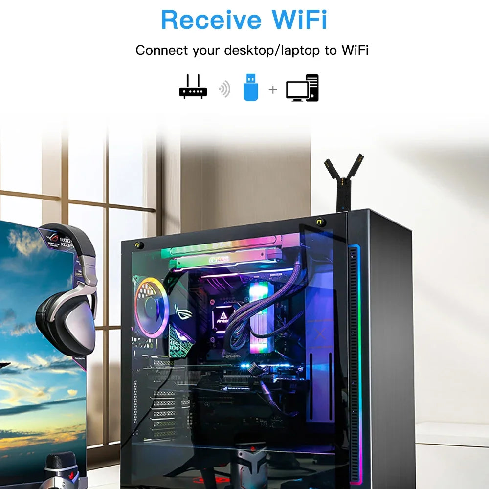 Fenvi USB WiFi 6E AX5400 Adapter Tri Band