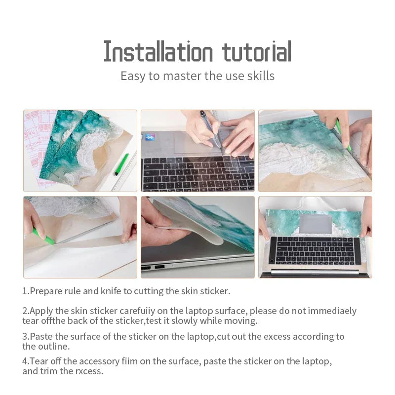 DIY Marble Cover Laptop Skin Sticker Vinyl 13.3"14"15.6"17.3"