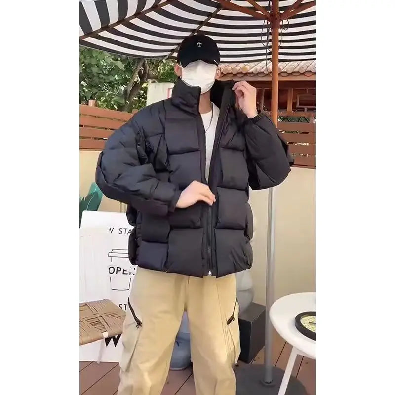 Winter Men's Cotton Padded Jacket Puffer Loose Solid