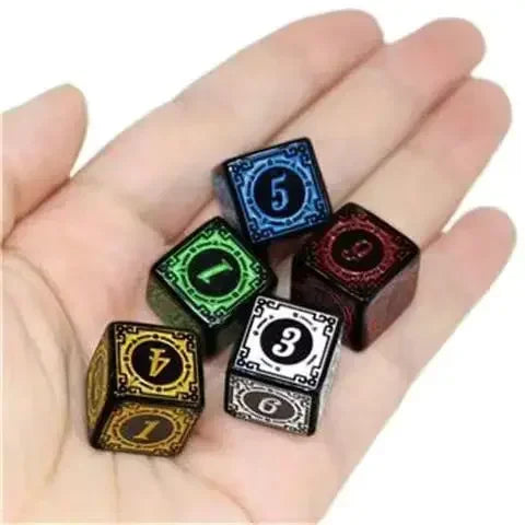 7 Pcs Kit Polyhedral 6 Sides Carved Vintage