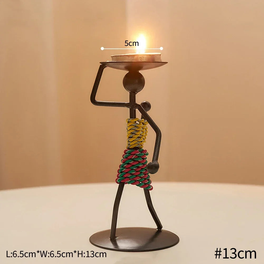 Nordic Metal Candlestick Abstract Character Sculpture Candle Holder