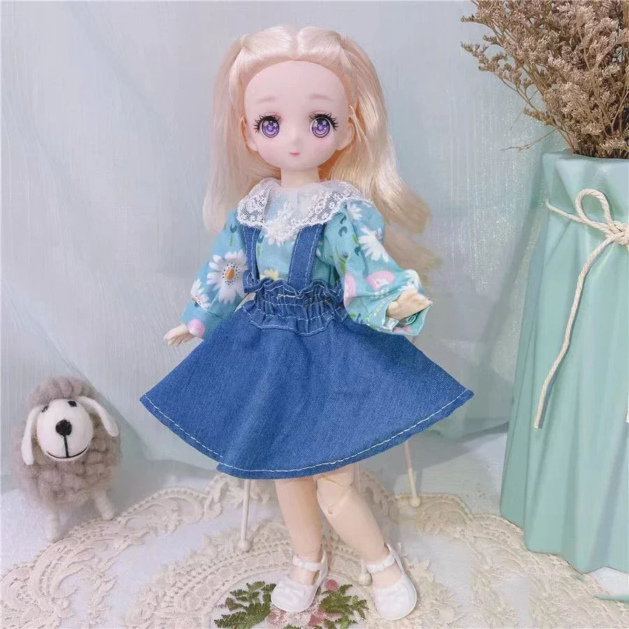 BJD Girl Dolls 30cm Kawaii Points Joint Movable
