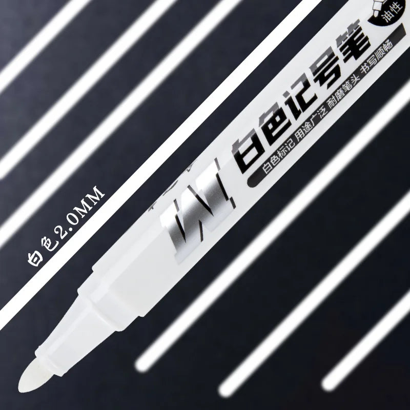 White Marker Pen No Fading Waterproof Oiliness Big