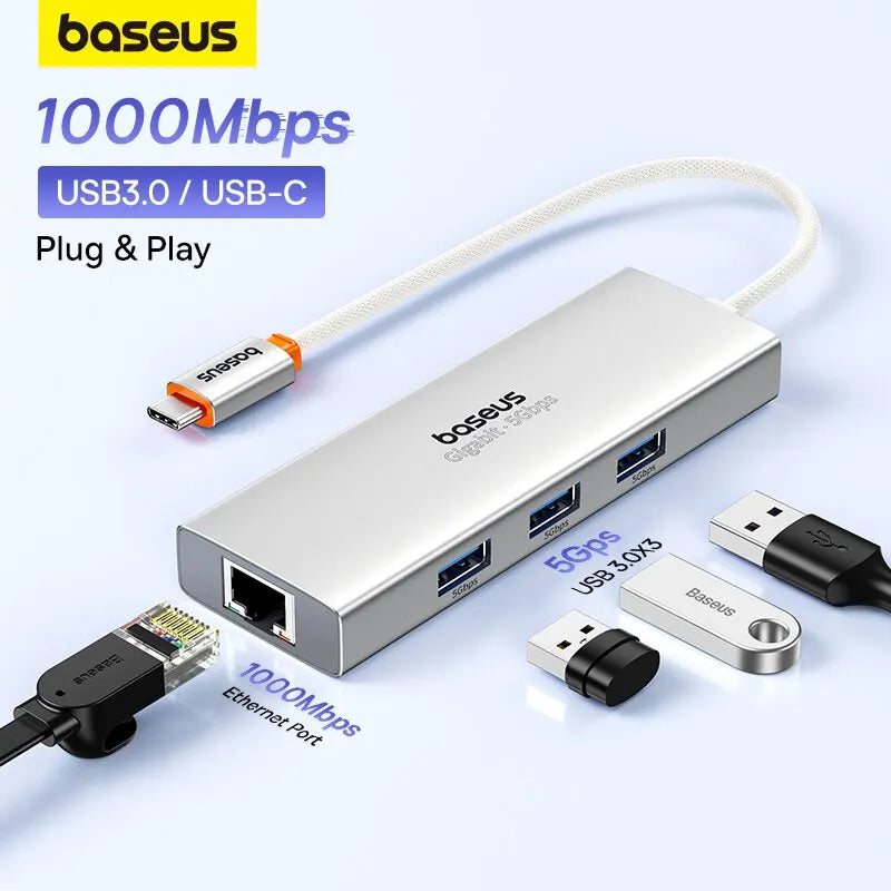 Baseus USB Hub With1000Mbps Ethernet Port 3* USB
