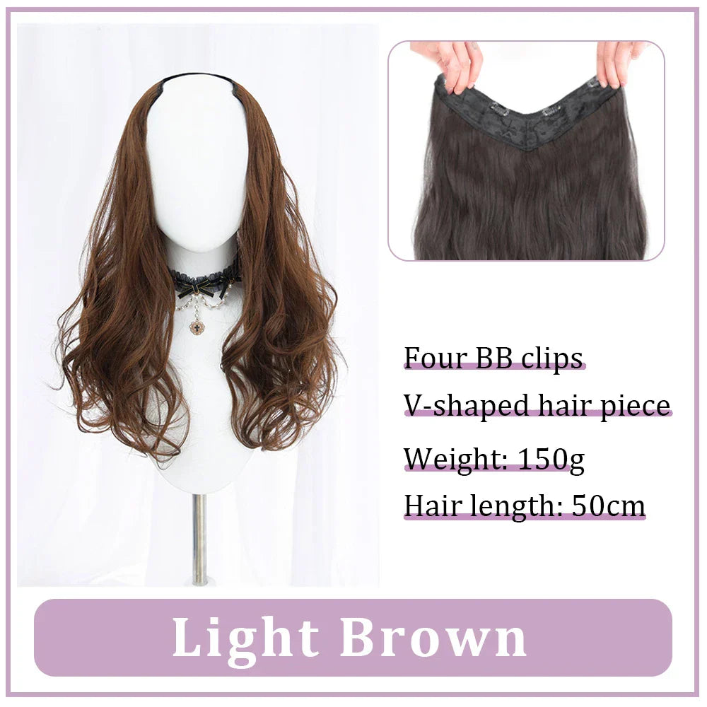 WEILAI Women's V-Shaped Long Hair Extension Synthetic Wig
