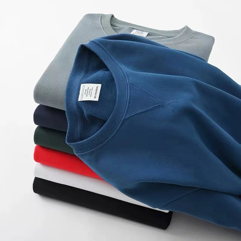 Autumn Winter 380g Cotton Heavy Hoodie Round Neck