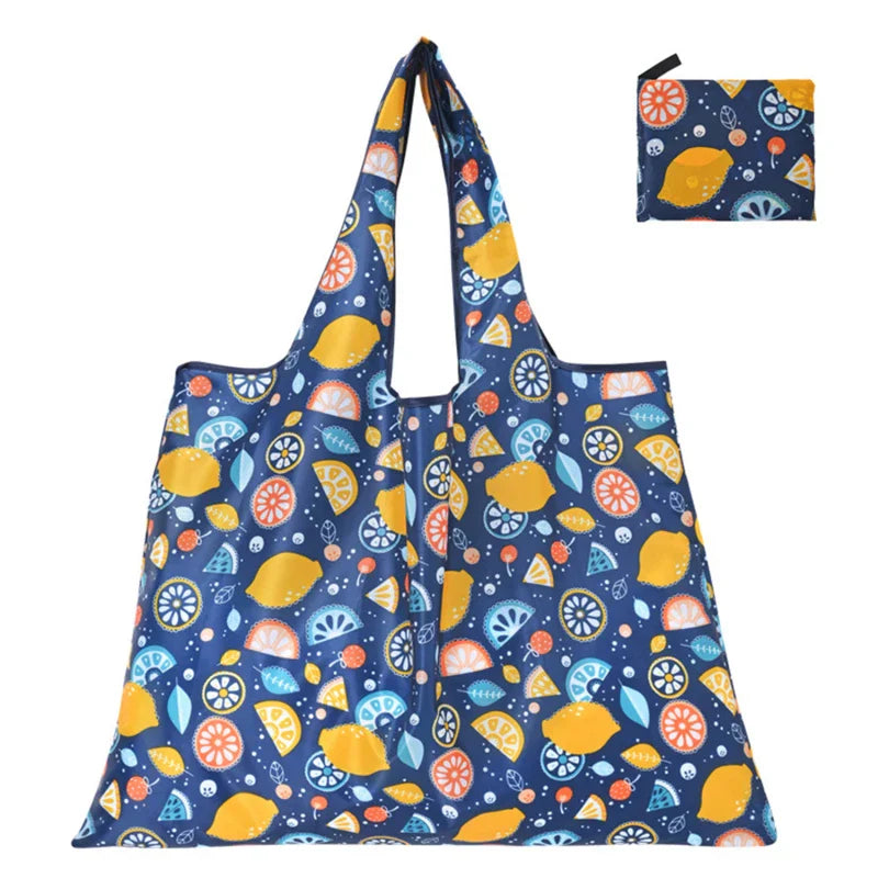 Cat Panda Animal Flower Pattern Large Folding Shopping Bag Easy to Carry Reusable Large Capacity Eco Storage Handbag