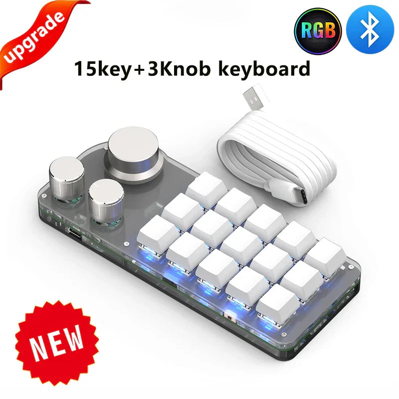 Macro Programming Keyboard Bluetooth USB Backlit 2.4G Wireless