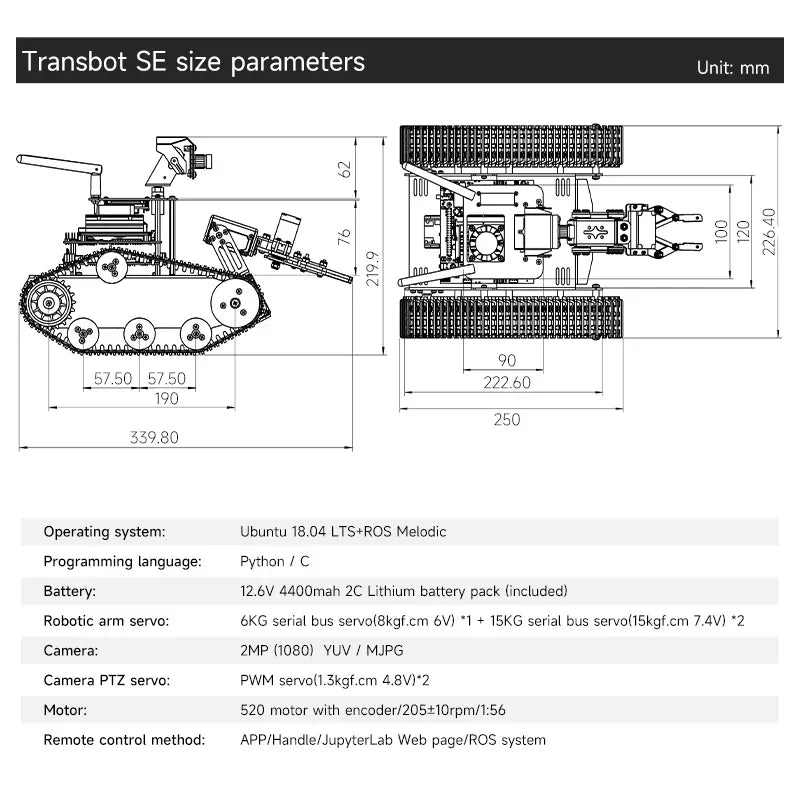 Transbot SE ROS Robot AI Vision Tank Car