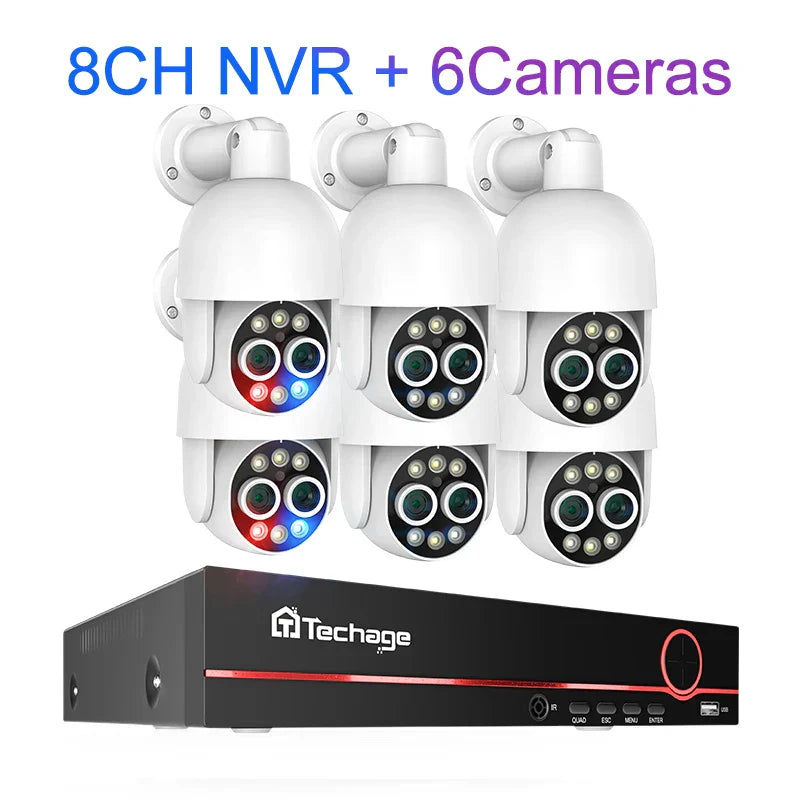 Techage 8CH PTZ 8MP Dual Lens PoE Security