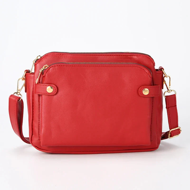 Crossbody Leather Shoulder Bags And Clutches Women's Three-Layer