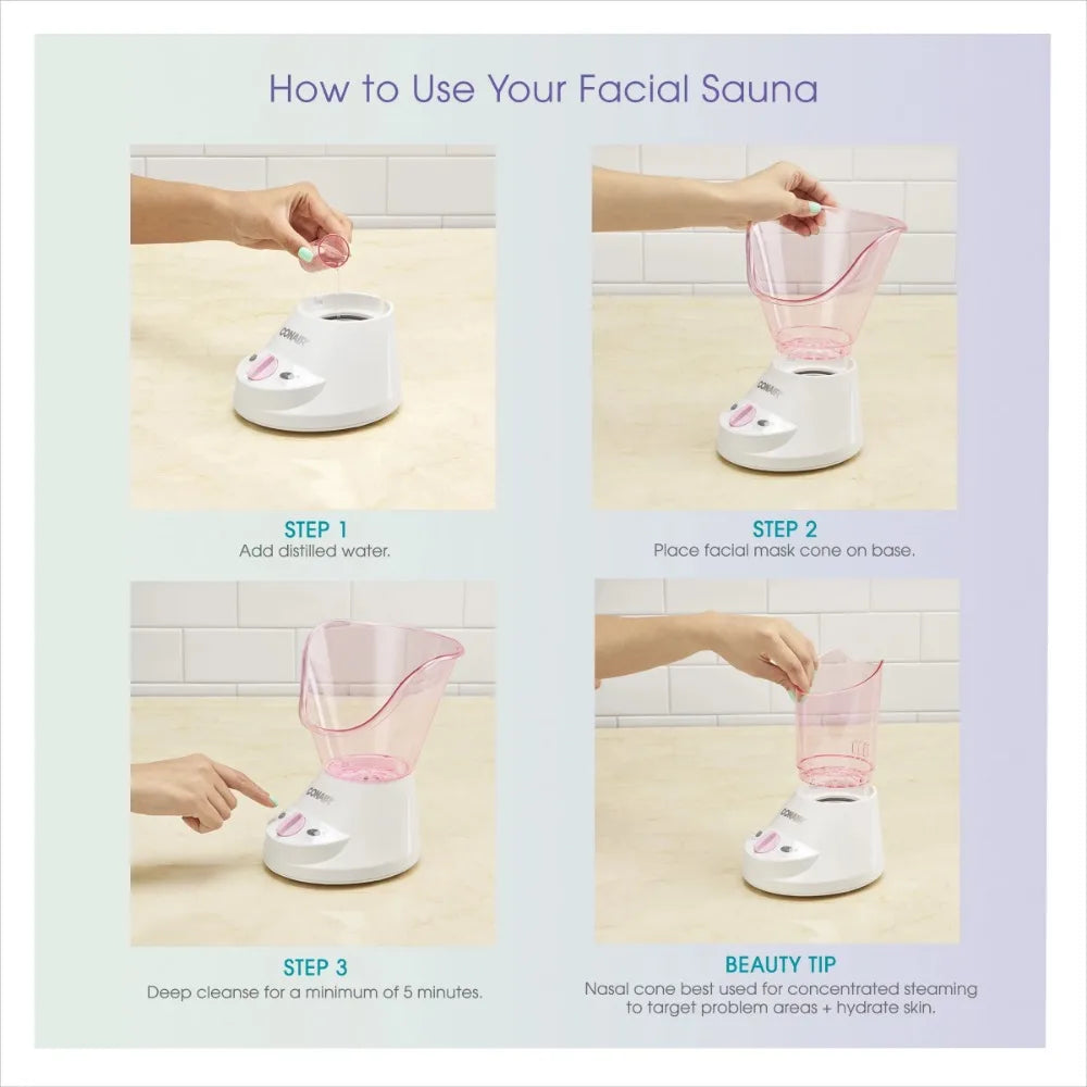 True Glow Facial Sauna Moisturizing Treatment System, Pink/White , facial steamer ,Home Use Beauty Devices