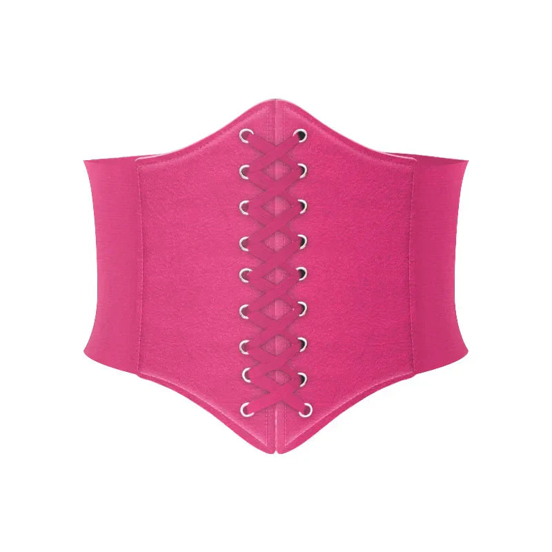 Punk Wide Waist Belt PU Leather Corset for