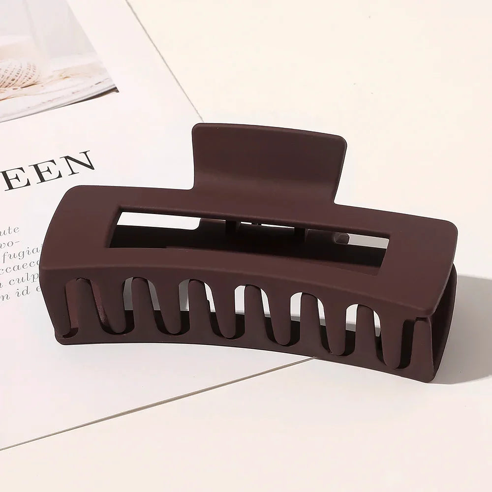 Simple Square Geometric Frosted Hair Claws Clamps Acetate
