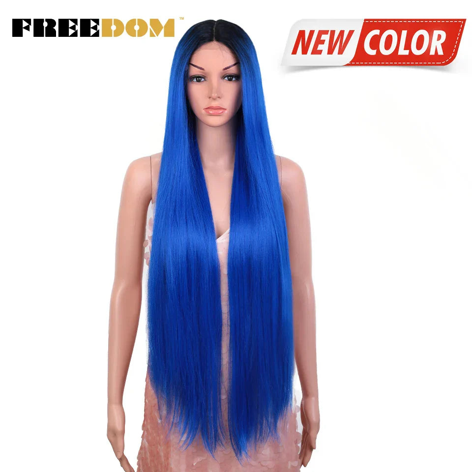 FREEDOM Synthetic Lace Front Wigs For Women Straight