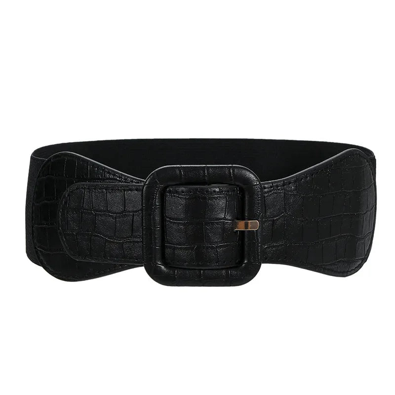 Women's Fashion Wide Belt Square Pin Buckle Imitation