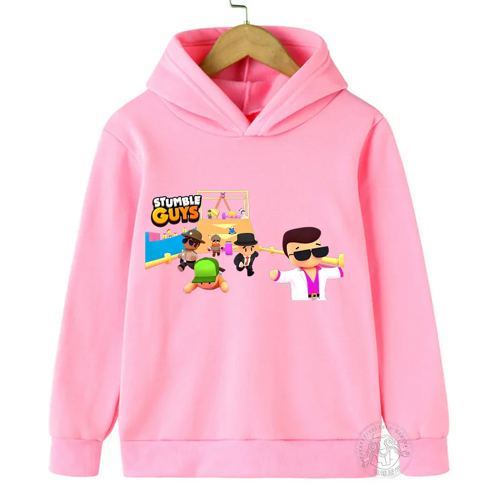 Kids Anime Stumble Guys Hooded Sweatshirts Long Sleeve