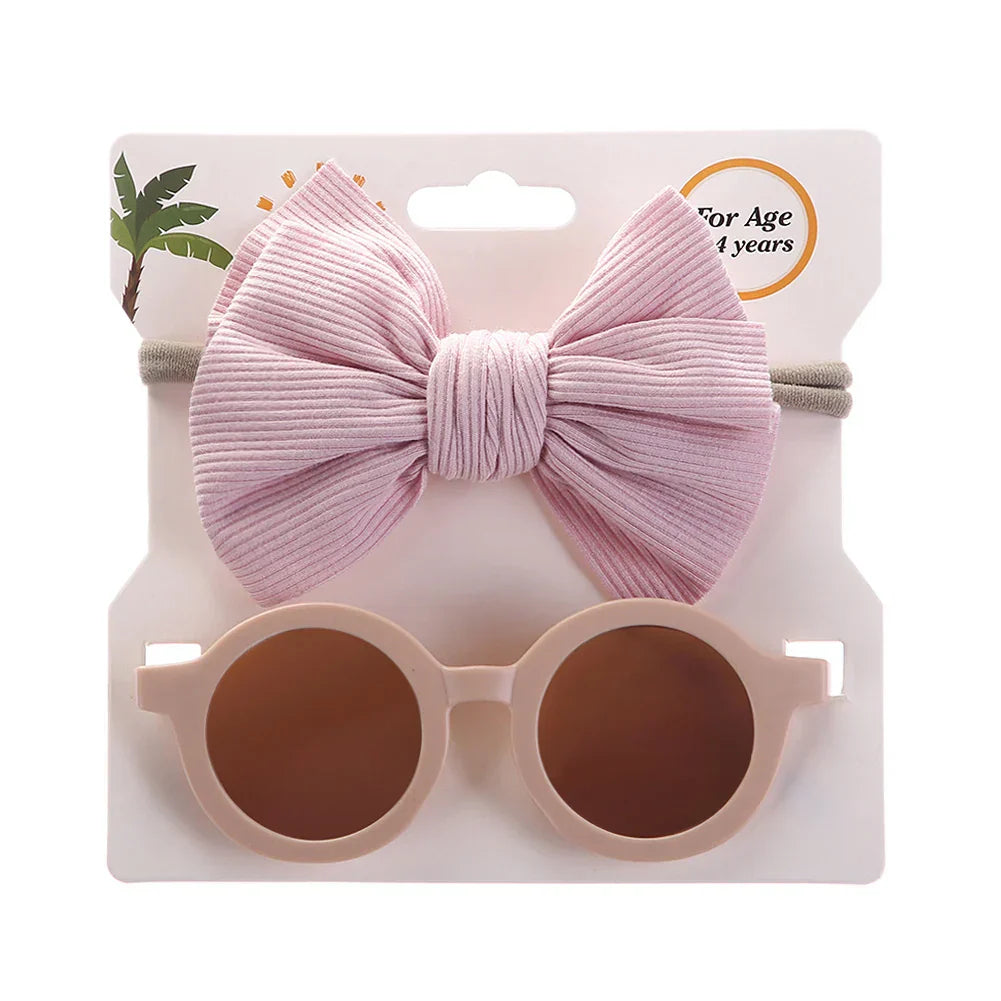 2Pcs/Set Baby Round Sunglasses Children Vintage Sun glasses