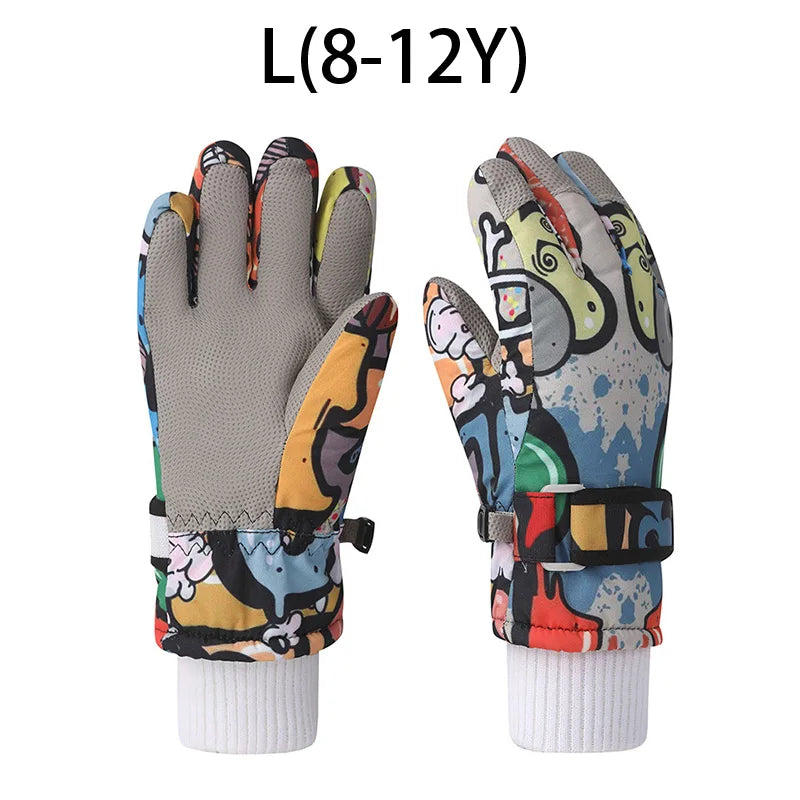 Fashion Children Ski Gloves Waterproof Kids Mittens