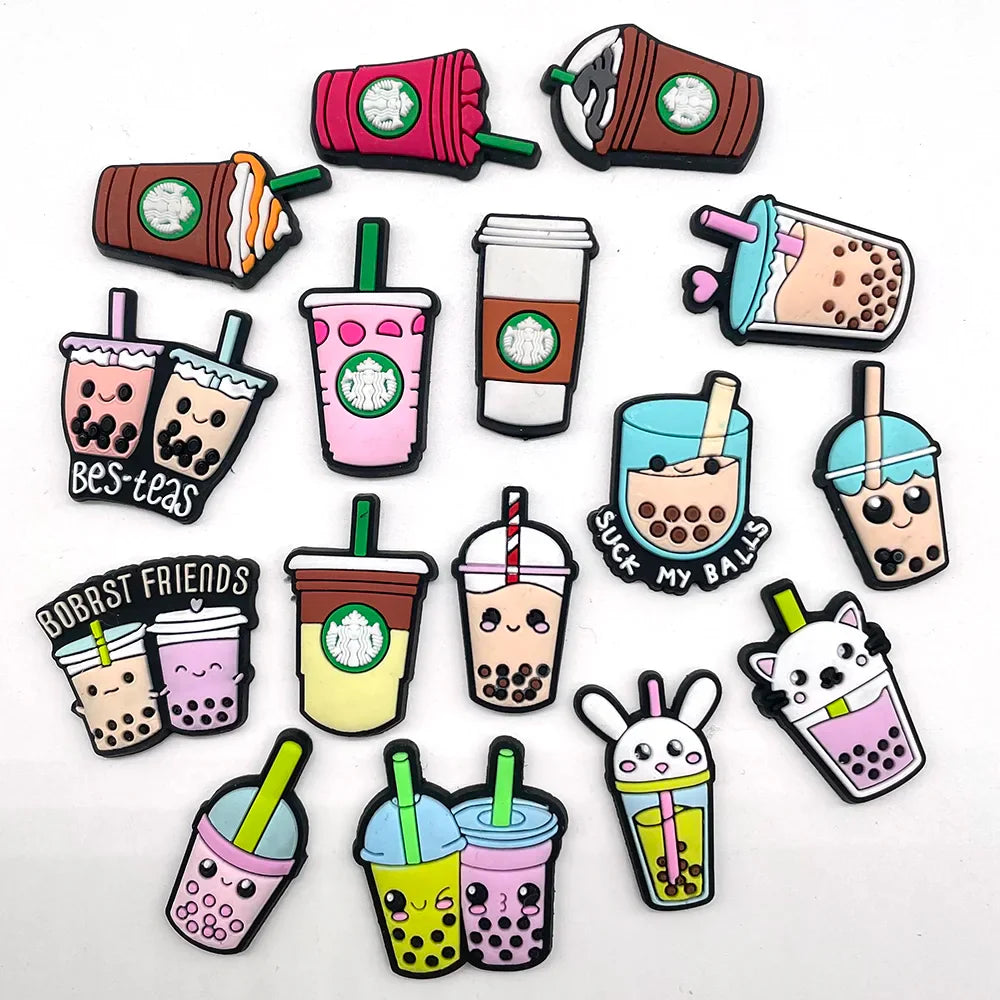 16Piece set Shoe Charms cute Exquisite Milk Tea