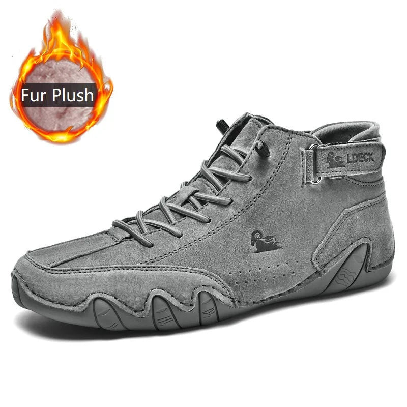 Leather Casual Sneakers for Men Motorcycle Shoes 2023