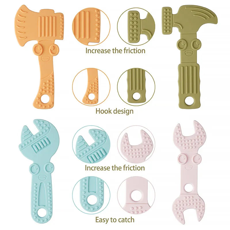 TYRY.HU 1set Silicone Teethers Tools Axe Wrench Hammer