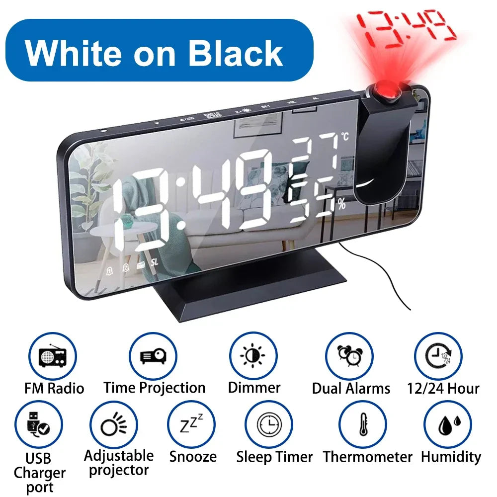 LED Digital Projection Alarm Clocks USB Electronic Ceiling