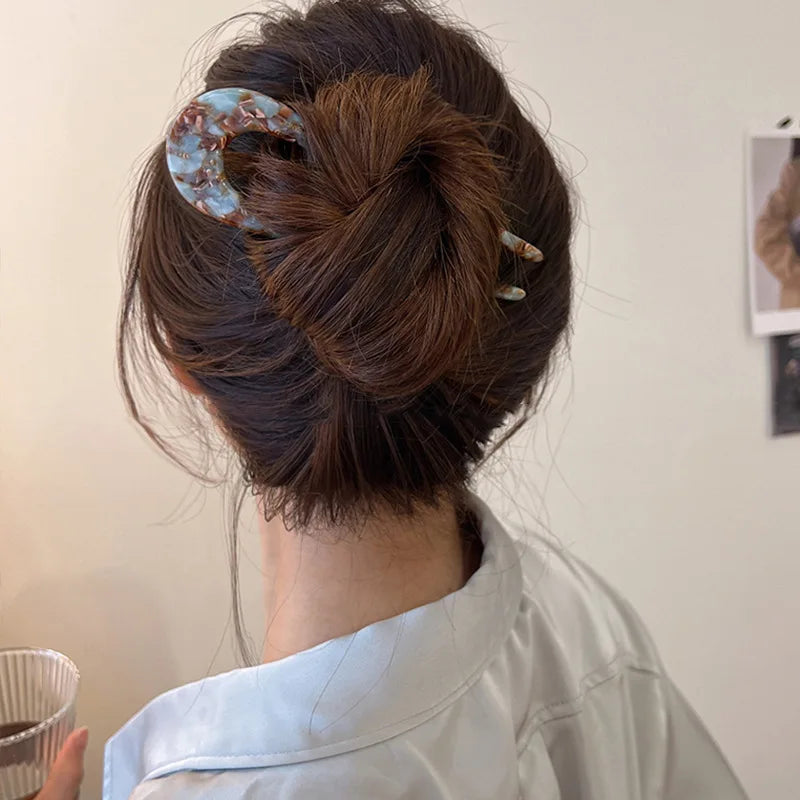 Trendy U-Shaped Acetic Acid Hairpin Girls Hair Fork