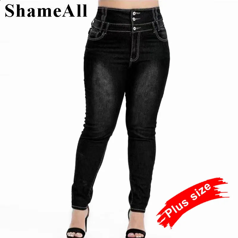 Plus Size Button Up Skinny Black Gray Long