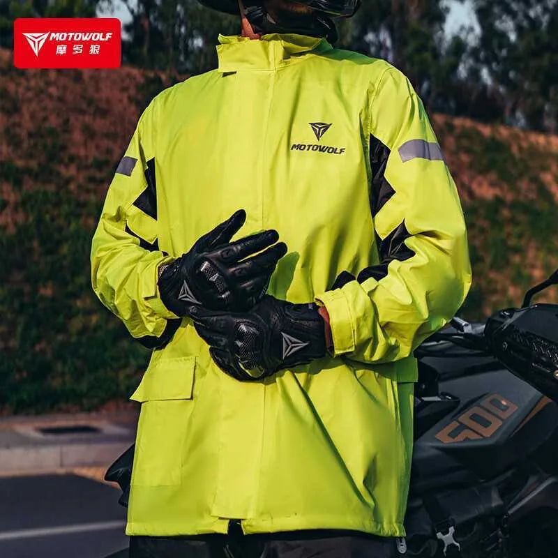 Motowolf Motorcycle Riding Raincoat Split Waterproof Outdoor Rain Pants Suit Rain Suit Reflective Motorcycle Rain Gear