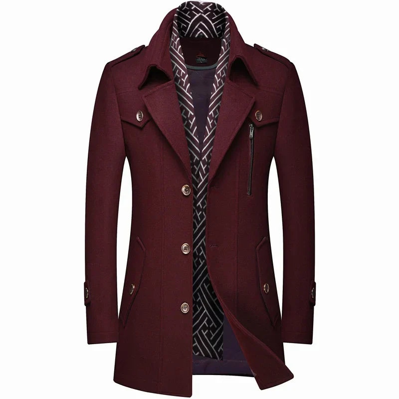 Winter Men's Woolen Coats Fashion Thicken Mid Length