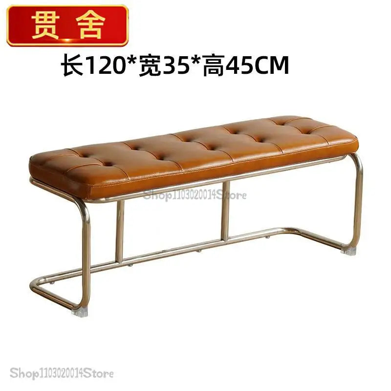 Long Stool Bench Dining Chair Stainless Steel Shoe