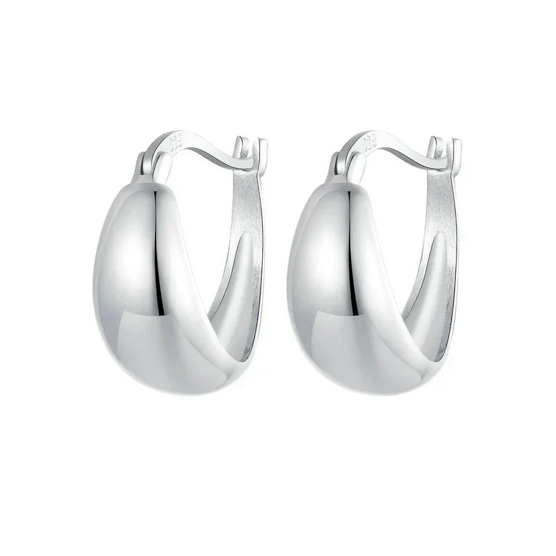BAMOER White Gold Plated Chunky Small Hoop Earrings,