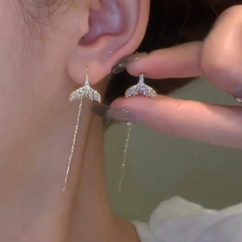 2023 Simple Cross Long Chain Tassel Drop Earrings