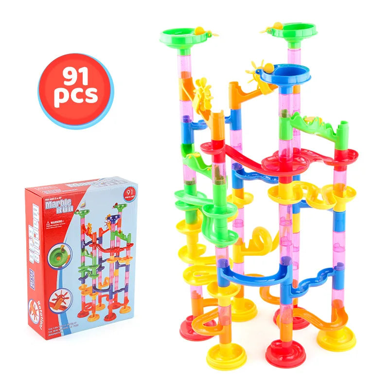 29-197pcs Set DIY Construction Marble Run Race Track