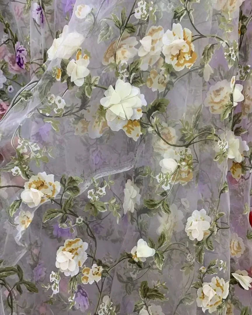 H717 90*140cm Organza Fabric Soluble Shabby Lace for