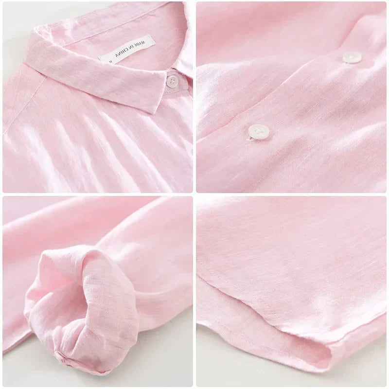 Summer and Spring New Pure Linen Three-quarter Sleeve