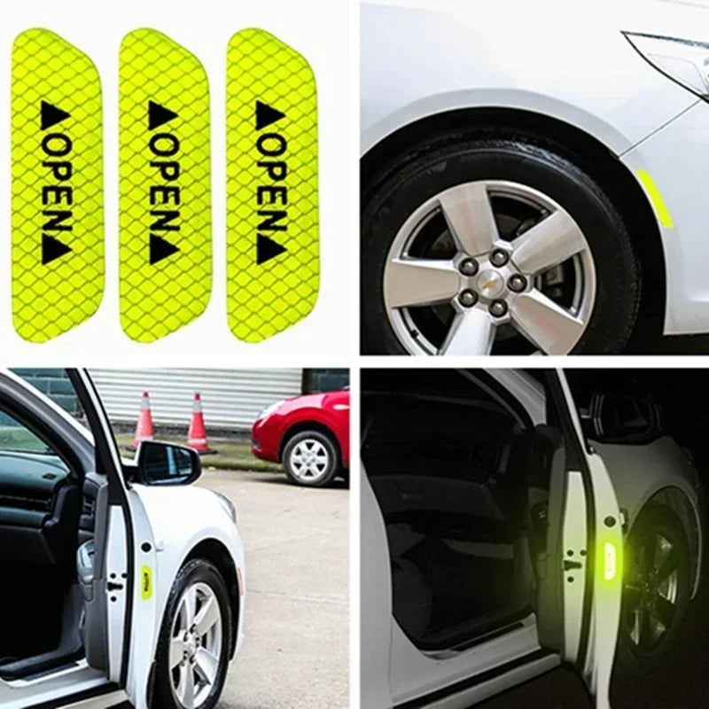 4PCSset Car Door Stickers Universal Safety Warning Mark