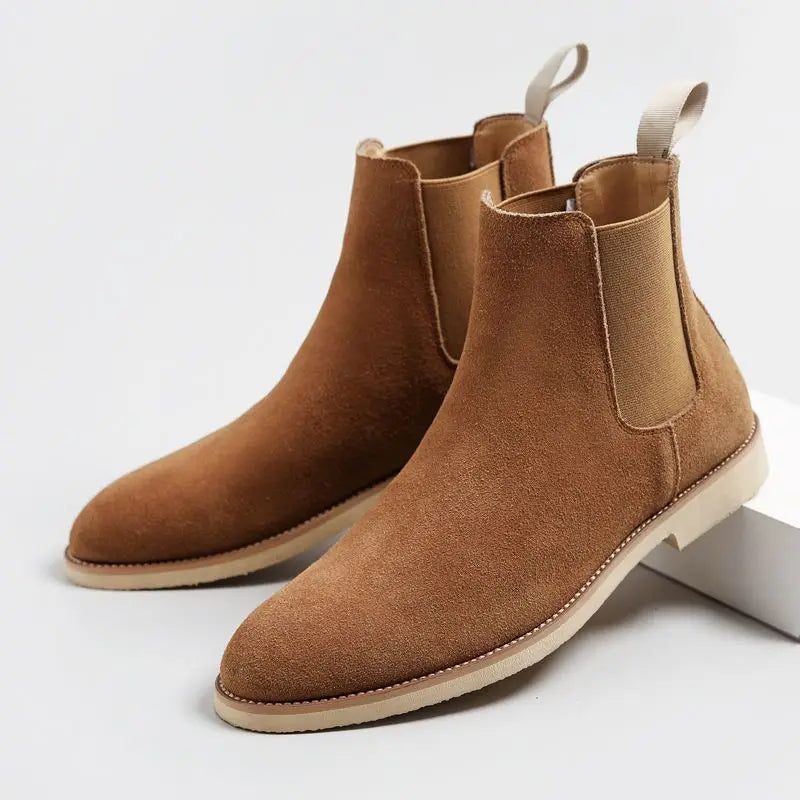 Men's Retro Suede Genuine Leather Chelsea Boots Men