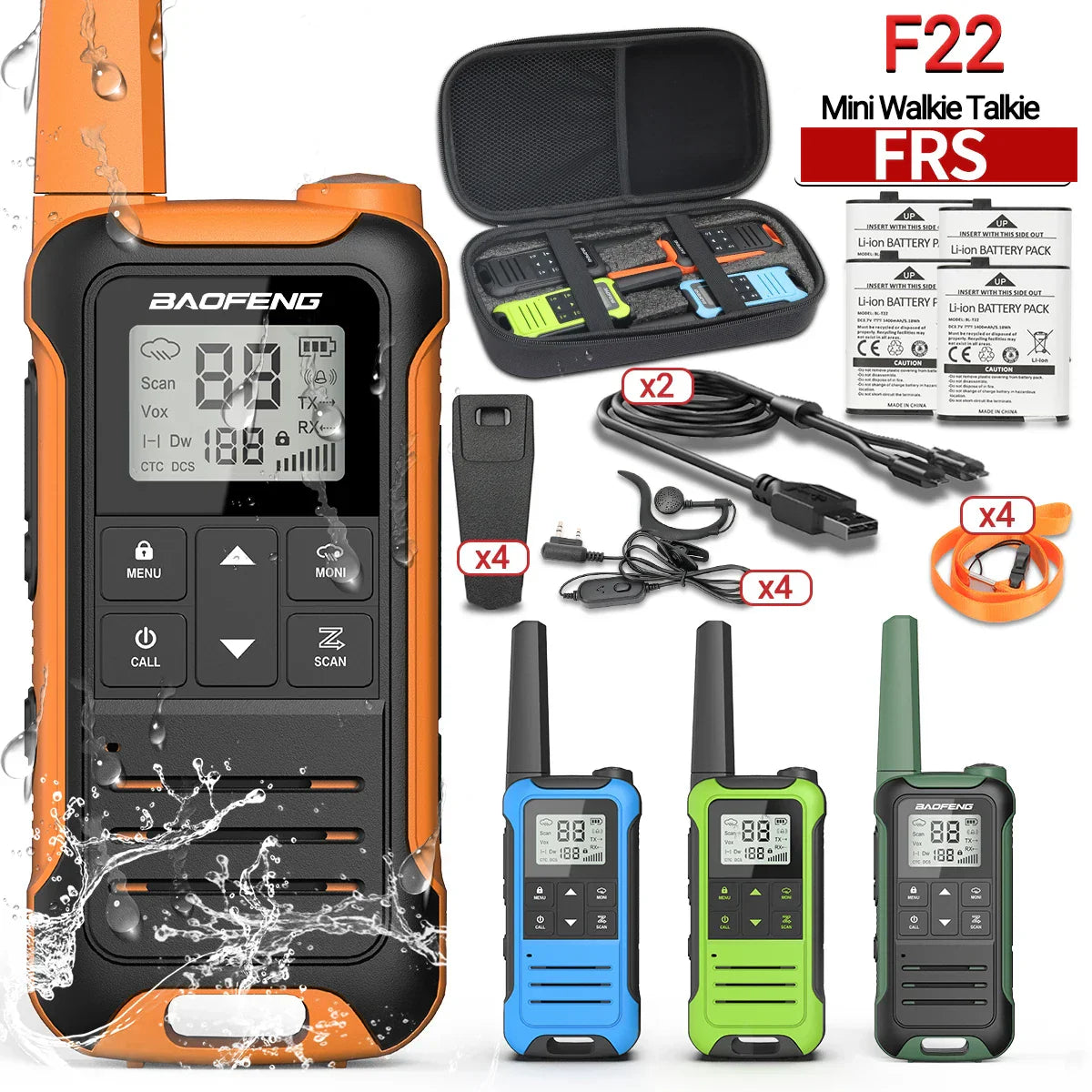 4PCS Baofeng F22 PMR446 /FRS Walkie Talkie Portable