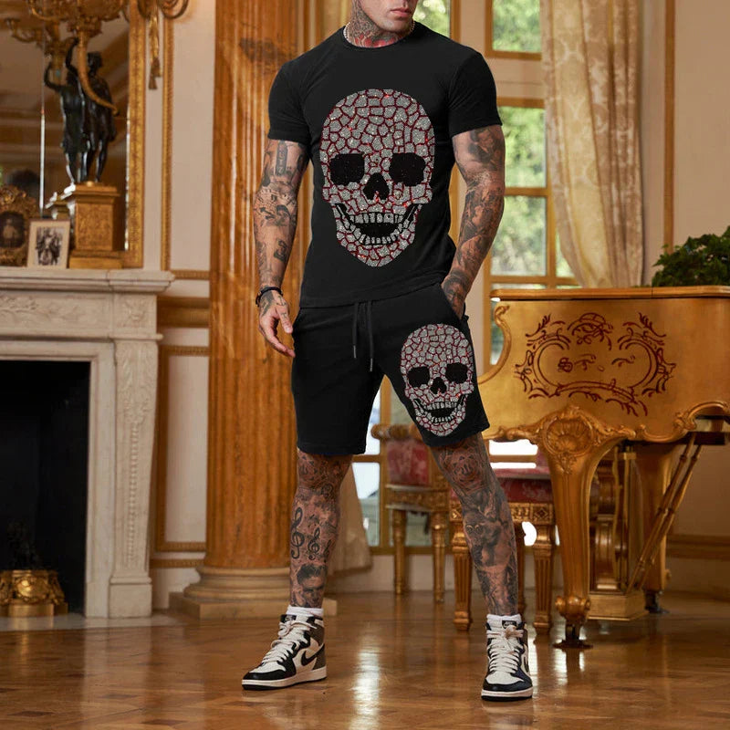 Men's Tracksuit Cotton Solid Color Short Sleeve Zipper