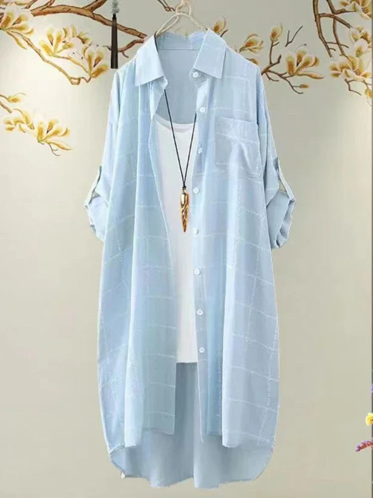 Plus Size Casual Plaid Print Oversize Women Autumn