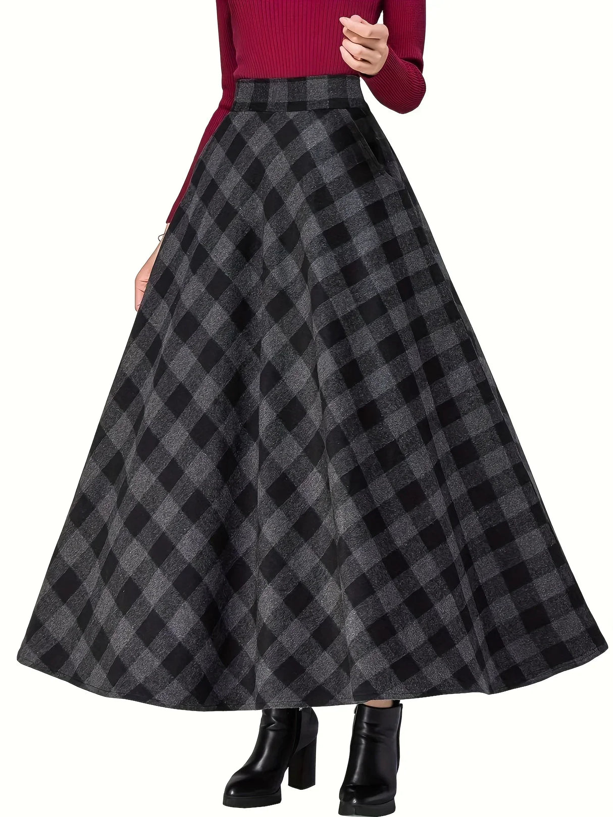 Plus size four season versatile new patchwork plaid