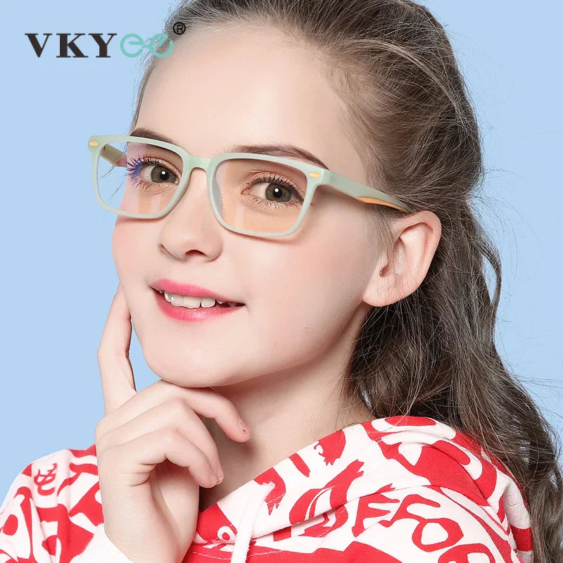 VICKY TR Classic Square Children‘s Sweet Candy Colored Anti-blue Light Glasses Myopia Hyperopia Customizable Prescription 5101