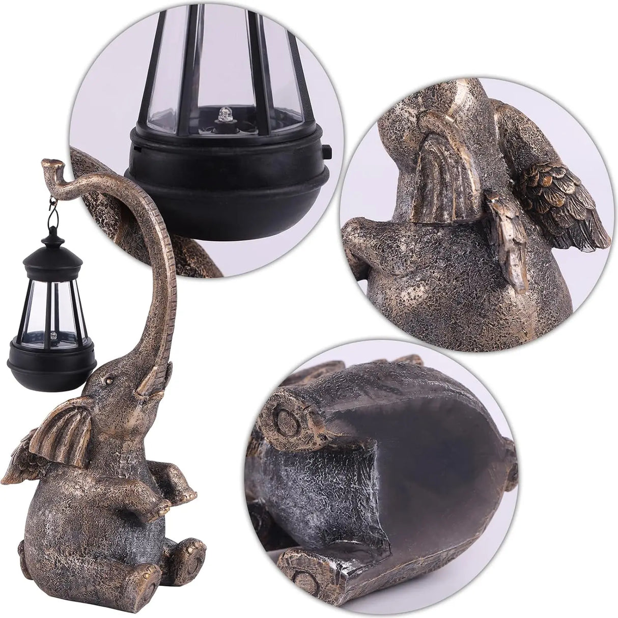 15 in Solar Elephant Yard Statue White Elephant